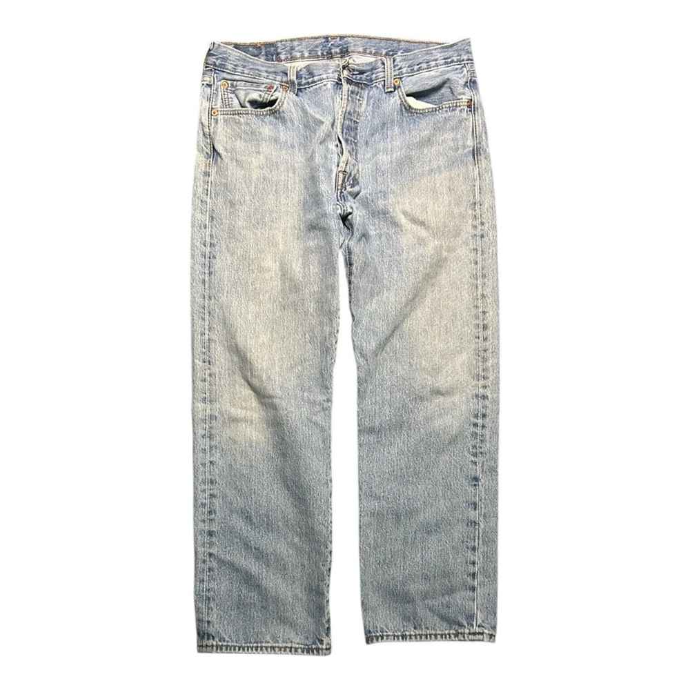 Vintage Levis Jeans Mens 34x29 501 Shrink To Fit Y2K 2000s Light Wash Faded
